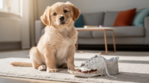 Puppy with chewed shoe, how to stop chewing everything