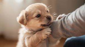 Puppy biting sleeve, how to stop puppy from biting