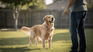 How to train a dog to come when called, dog watches hand cue