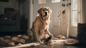 Signs of separation anxiety in dogs damaging doors and shoes