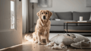 Signs of separation anxiety in dogs scratching doors at home